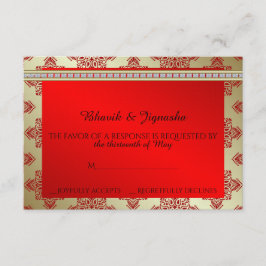 Rött och Guld indisk täckningskort för bröllopssva OSA Kort