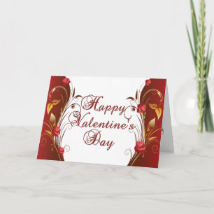 Rött och Guld Rosor Valentine Card Helgkort