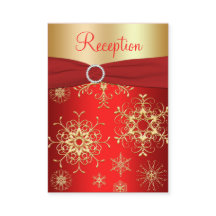 Rött- och Guld-Snöflingor-kort