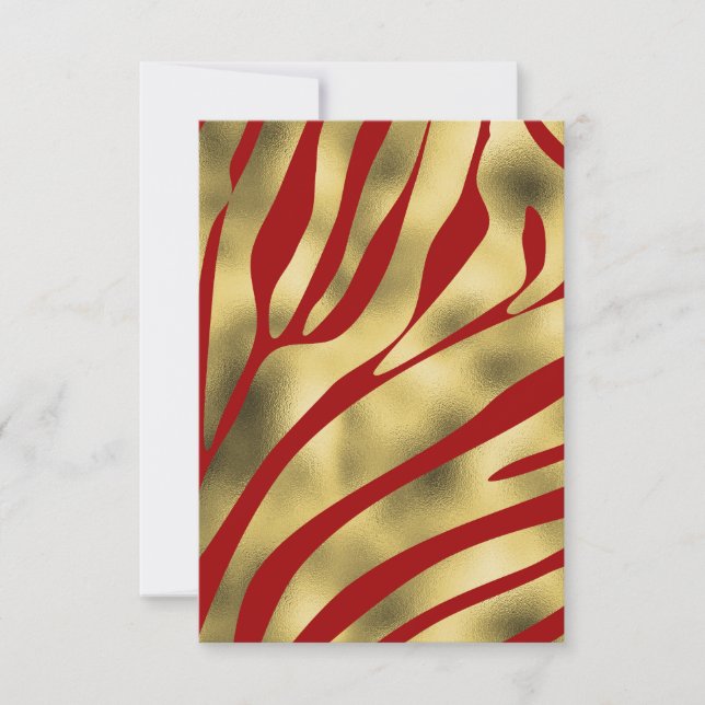 Rött och Guld Zebra Blank Greeting Card (Framsida)