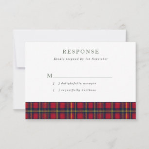 Rött och gult skotskt Tartan-bröllop OSA Kort