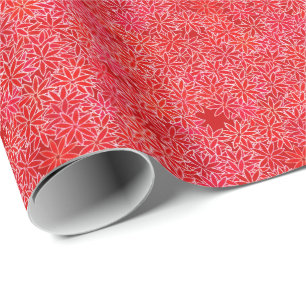 Rött och korall blommar, mörk - röd bakgrund presentpapper