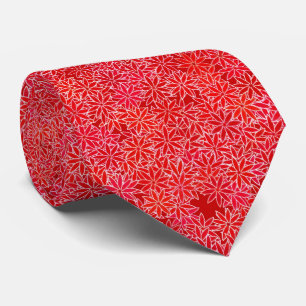 Rött och korall blommar, mörk - röd bakgrund slips