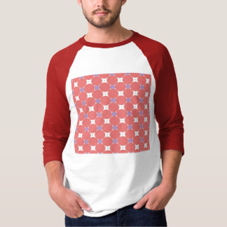 rött och lilor kvadrera och cirkla mönster t-shirt