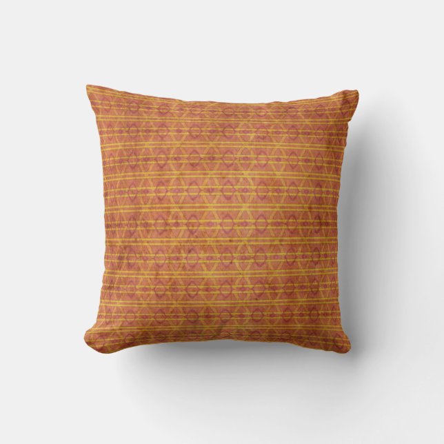 Rött och orange Aztec mönster Kudde (Framsida)