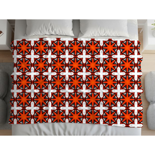Rött och orange geometriskt mönster  fleecefilt (Skapare uppladdad)