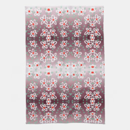 Rött och plommonflött torn kökshandduk