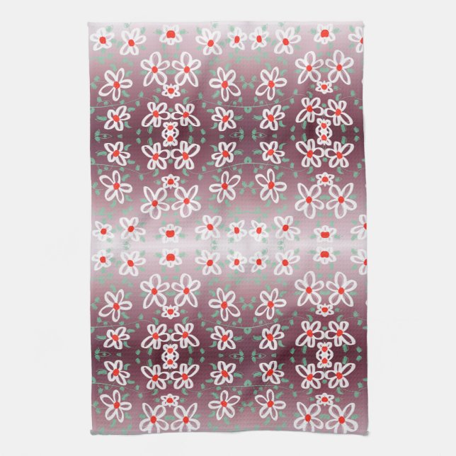 Rött och plommonflött torn kökshandduk (Vertikal)