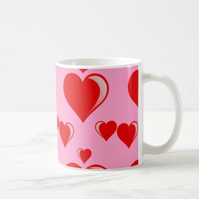 Rött och rosa hjärtavalentin mönster för dag kaffemugg (Höger)