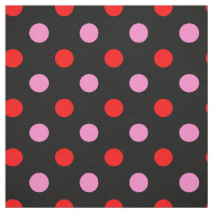 Rött och rosa på svart prickig design tyg
