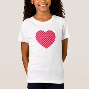 Rött och rosa rutigt hjärta t shirt