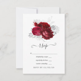Rött och silver blommande bröllop OSA kort