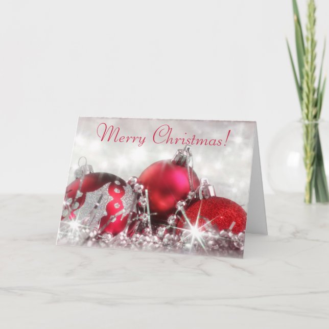 Rött- och Silver-God jul-hälsningskort Helgkort (Framsida)