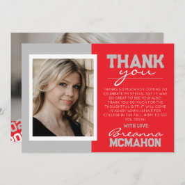 Rött och Silver Grått Modern Studenten - tackkort Inbjudningar