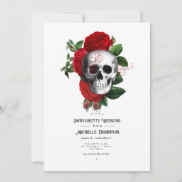 Rött och svart blomstergotiskt möhippa-helg inbjudningar