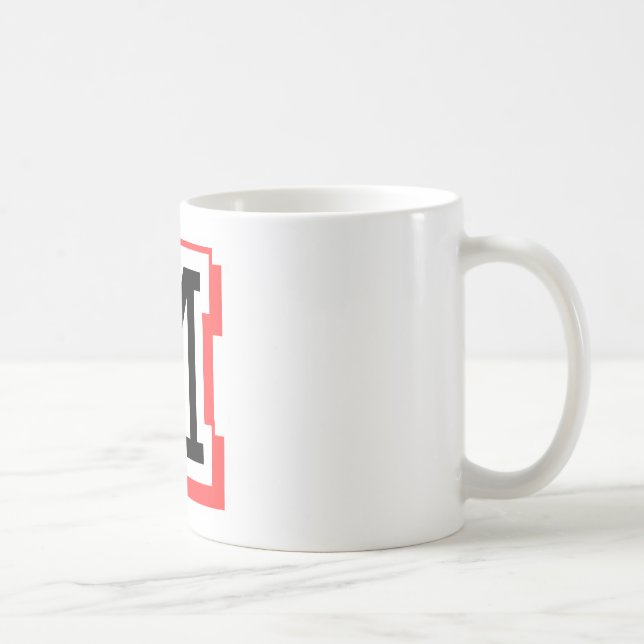 rött och svart brev M Kaffemugg (Höger)