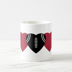 Rött och svart fotbolls hjärtdesign kaffemugg