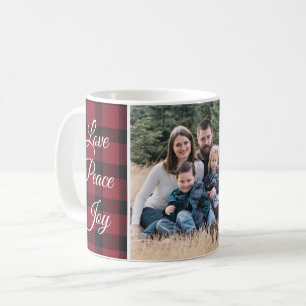Rött och svart foto för buffelplädjul kaffemugg
