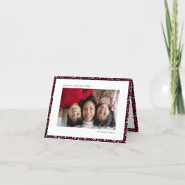 Rött och svart gårdshus klassisk jul helgkort