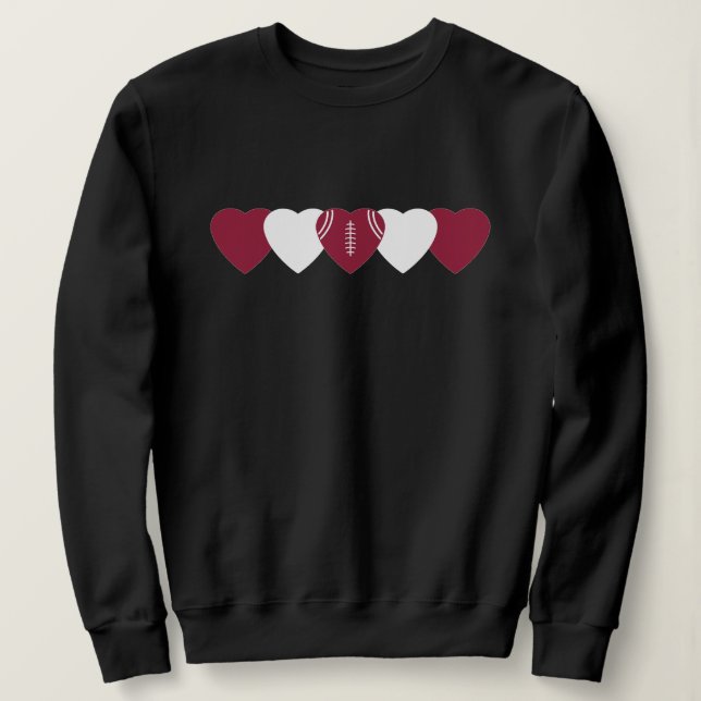 Rött och svart hjärta fotboll mörkt t shirt (Design framsida)