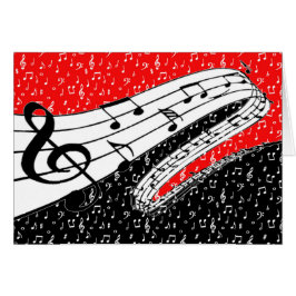 Rött och svart musiktemakort hälsningskort
