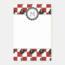 Rött och svart tupphönamönster post-it block