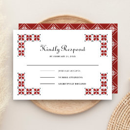 Rött och svart ukrainsk broderi bröllop OSA kort