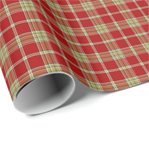 Rött och tända - det gröna lantliga plädmönst presentpapper