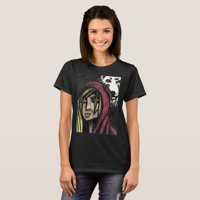 Rött och vargen T-shirt2 Tee (Hel framsida)