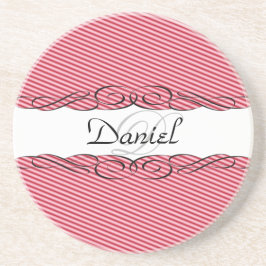 Rött och vit med monogramen underlägg