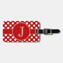 Rött och vit Polka-Pricka den Monogrammed