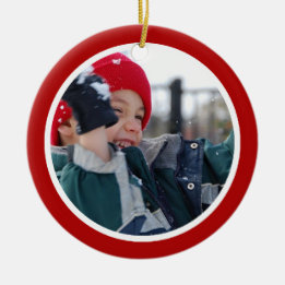 Rött och vit - sidett julgransprydnad keramik