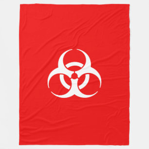 Rött och vitt biofara-symbol fleecefilt