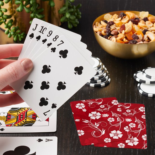 Rött och vitt blommönster casinokort (Skapare uppladdad)