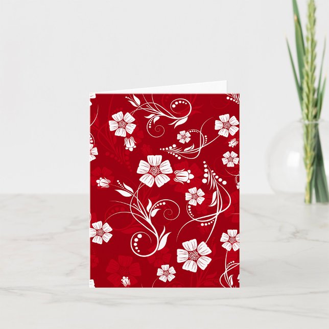 Rött och Vitt Blommönster Kort (Skapare uppladdad)