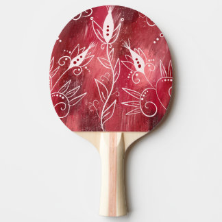 Rött och vitt Blommönster Pingisracket