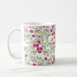 Rött och vitt blomsterarrangemang kaffemugg