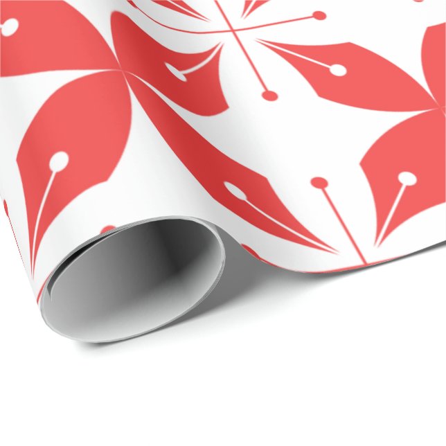 Rött och vitt geometriskt mönster med stiliserade presentpapper (Rullad Hörn)