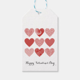 Rött och vitt hjärta enkelt presentetikett