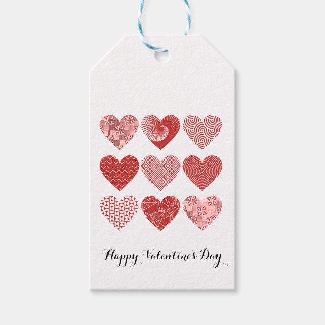 Rött och vitt hjärta enkelt presentetikett (Framsidan)