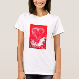 Rött och Vitt Hjärta T Shirt