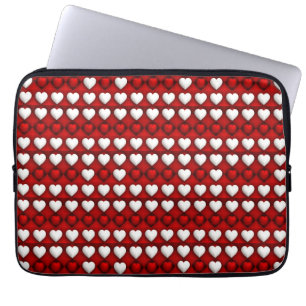 Rött Och Vitt Hjärtmönster Laptop Fodral