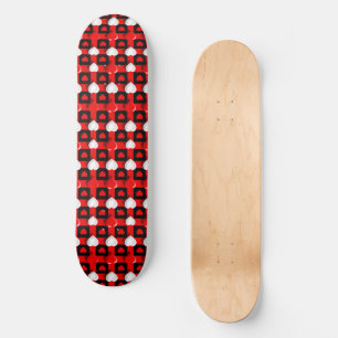 Rött Och Vitt Hjärtmönster Mini Skateboard Bräda 18,5 Cm