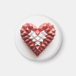 Rött och vitt origami-hjärta magnet