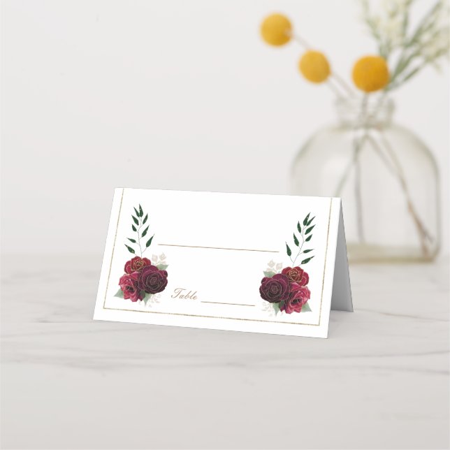 Rött och vitt Quinceañera Bord-platskort Placeringskort (Framsida)