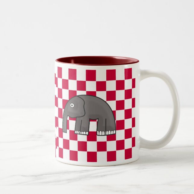 Rött och vitt rutigt djurdesign Två-Tonad mugg (Höger)