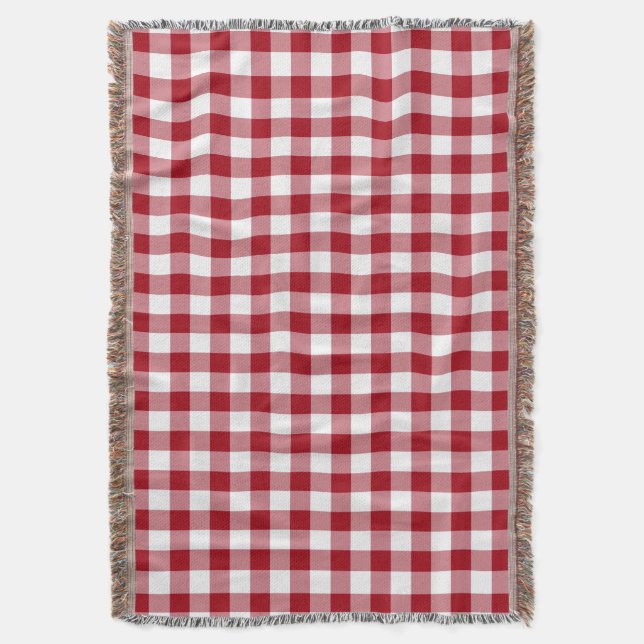 Rött och vitt rutigt gingham-mönster mysfilt (Framsidan Vertikal)