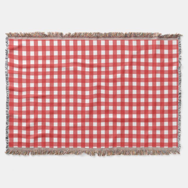 Rött och vitt rutigt tyg filt (Framsidan)
