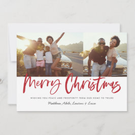 Rött och vitt skript god jul multifoto julkort