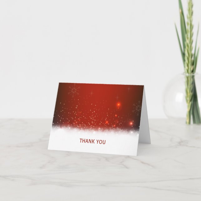 Rött och vitt Snö-kort med Winter-format tack (Framsida)